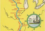 Map Of Ohio River and Mississippi River Mississippi River From Bemidji to New orleans State Map Vintage