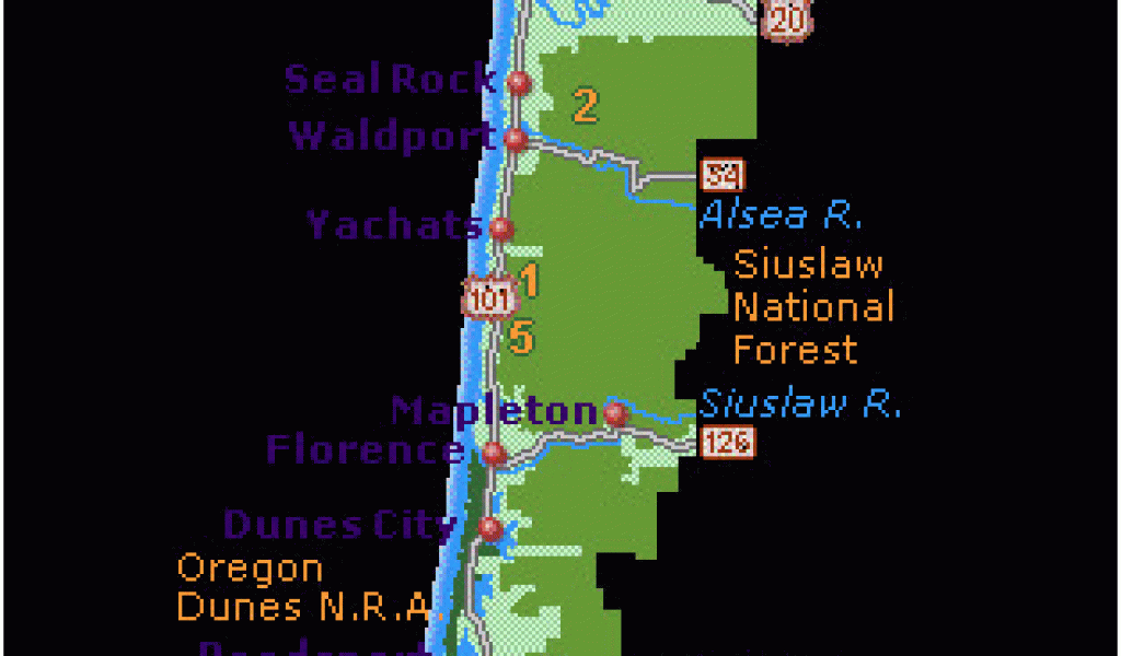 Map Of oregon Coast Beaches Simple oregon Coast Map with towns and