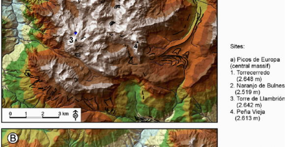 Map Of Picos De Europa Spain Location Of Moraine Landforms A Picos De Europa Cantral