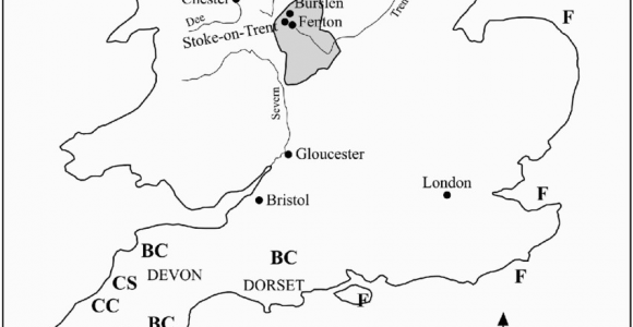 Map Of southeast England Map Showing southern England the18 Th Century Staffordshire Pottery