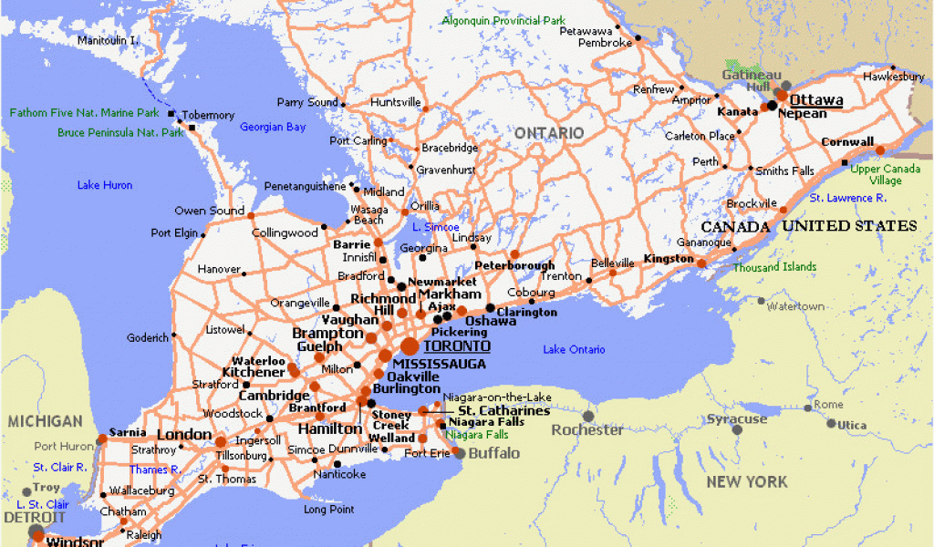 Map Of southern Ontario Canada with Cities southern Ontario Road Map