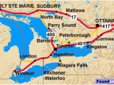 Map Of southern Ontario Canada with Cities to and From toronto Ontario and the Trans Canada Highway