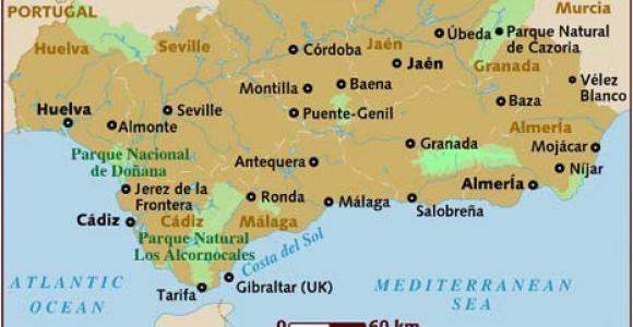 Map Of southern Spain and Portugal Map Of andalucia