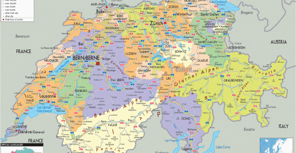 Map Of Switzerland In Europe Switzerland Political Map Switzerland Map Of Switzerland