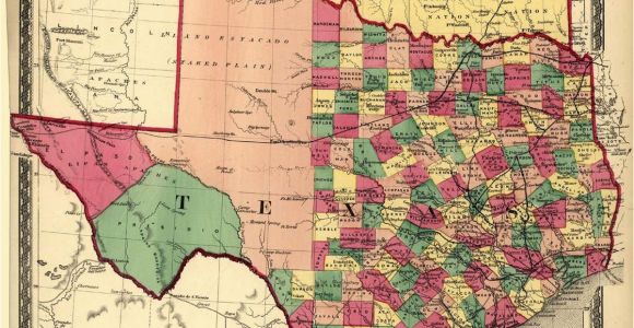 Map Of Texas by Counties Texas Counties Map Published 1874 Maps Texas County Map Texas