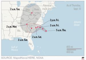 Map Of the Carolinas and Georgia Hurricane Florence Begins soaking the Carolina Coastline News