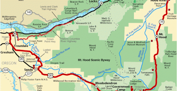 Map Of the oregon Trail Mt Hood Scenic byway Map America S byways Camping Rving