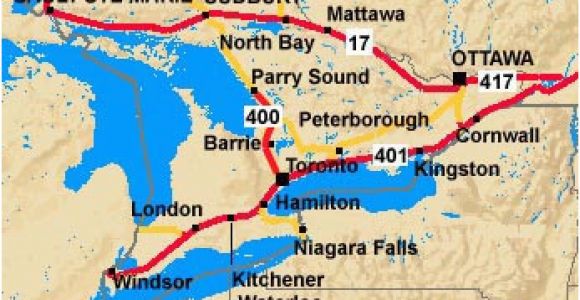 Map Trans Canada Highway to and From toronto Ontario and the Trans Canada Highway