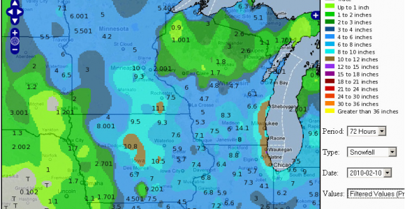 Minnesota Snow Map Snowfall totals Of February 7 9 2010