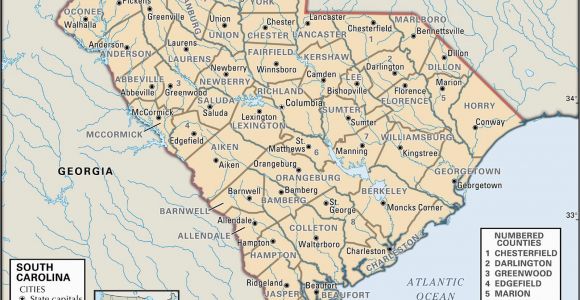 North and south Carolina County Map State and County Maps Of south Carolina