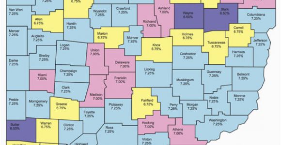 Ohio County Tax Map State Sales Tax Ohio State Sales Tax Map