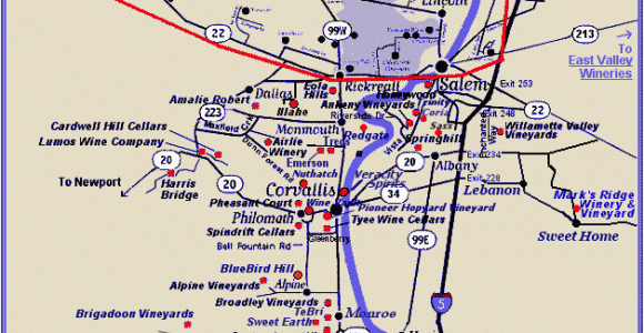 Oregon Wine Country Map Pdf Map List Of southern Willamette Valley Wineries with Links to