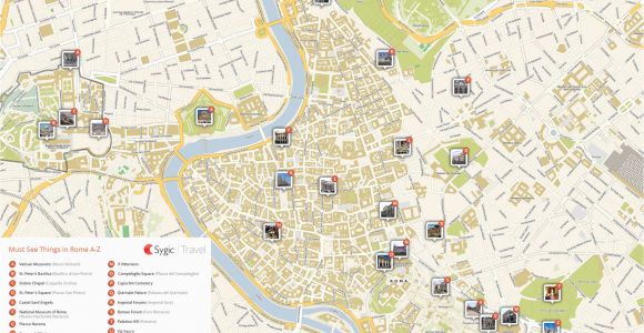 Rome Italy Sightseeing Map Rome Printable tourist Map Sygic Travel