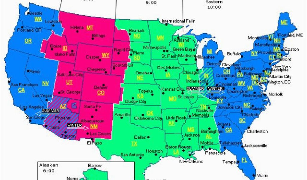 Tennessee Time Zone Map with Cities Map Of Time Zones In north America