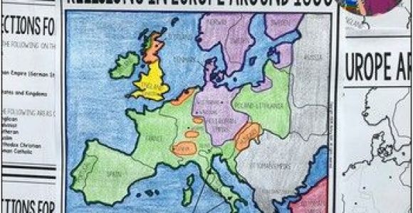 The Reformation Religious Map Of Europe 1600 Protestant Reformation Map Activity Crosscurricular