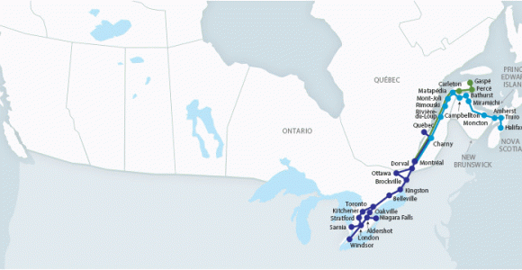 Via Rail Map Canada Map Of Train Of the atlantic Canada Region Travel